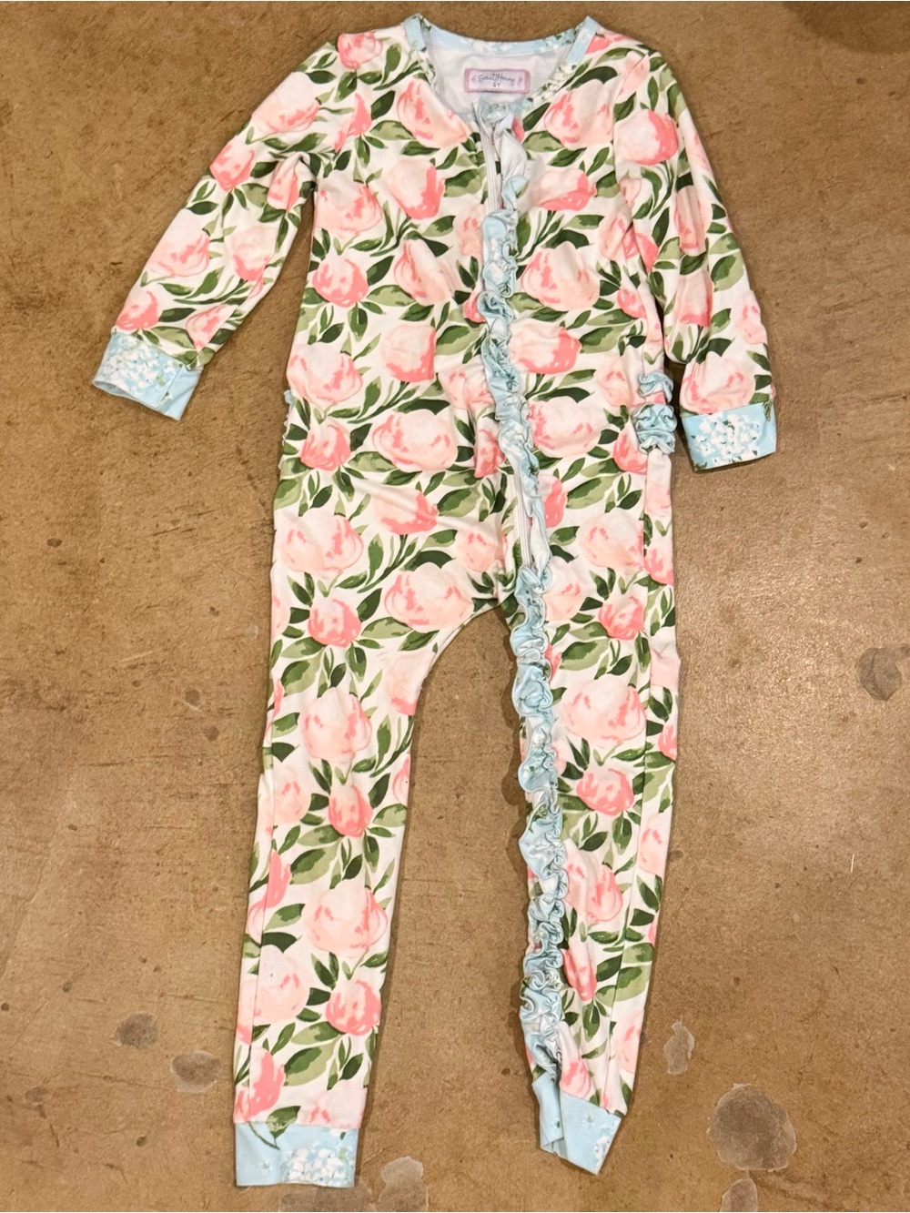Sweet Honey Floral Fleece Layette Sleeper Size 6